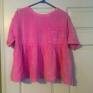 Pink Lily Pink babydoll top size medium, NWOT